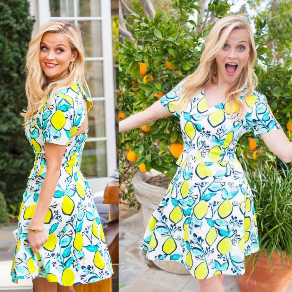 Draper James White Mini Dress with Yellow Lemon Print